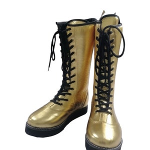 Wrestling Long Shoes, 100% Original Leather, Gold Color, Handmade, Customizable image 2