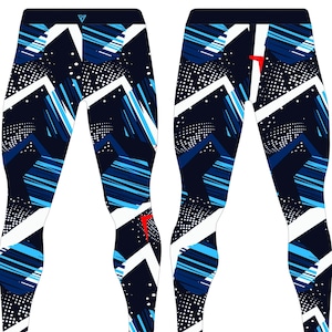 Men Pro Wrestling Tights, High Quality Thick Shinny Spandex Material, Customizable any Design, Logo or Name, Blue white Graffiti style