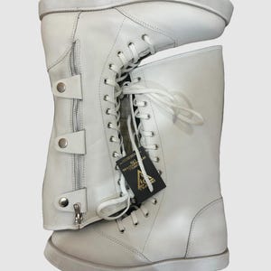 Pro-worstelschoenen, handgemaakt, stijl met ritssluiting en veters, 100% origineel leer, witte kleur, aanpasbaar