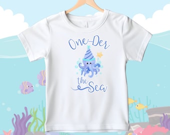 Sous la mer Onede fête mer thème d'anniversaire garçon fille sexe neutre pieuvre créature de la mer t-shirt premier anniversaire 1er t-shirt