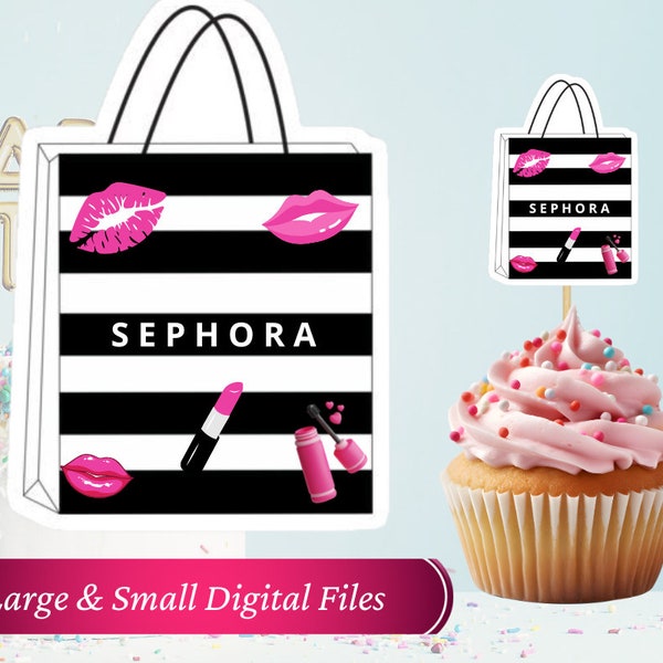 Sephora Inspired Cupcake Cake Party Design Digital Download Teen Tween Birthday Shopping Bag Decor Backdrop Gloss Drunk Elephant 2 Sizes