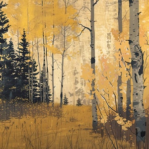 Aspen Trees PRINTABLE Artwork | Landscape Art Print | High-Resolution Download