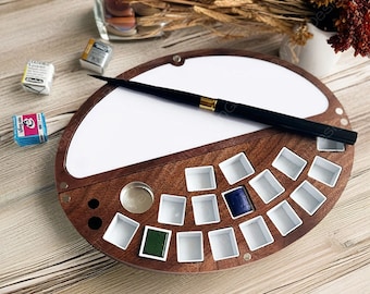 Kundenspezifische Walnuss-Aquarellkasten, faltende magnetische Aquarellkasten, tragbare hölzerne Aquarellkasten, Aquarellzubehör, Malergeschenke