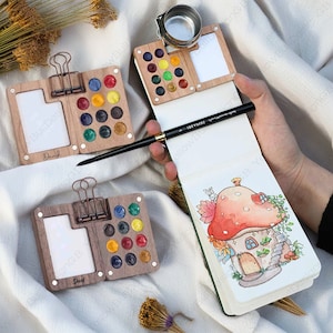 Personalized Portable Palette, Watercolor Palette, Wooden Watercolor Palette, Watercolor Supplies, Mini Paint Box, Painting Gift