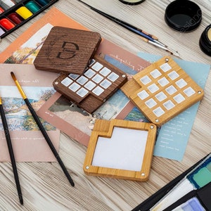 Custom Wooden Watercolor Palette, Travel Watercolor Set, Portable Palette, Watercolor Supplies,Mini Paint Box,Painting Gift,8 Holes,15 Holes