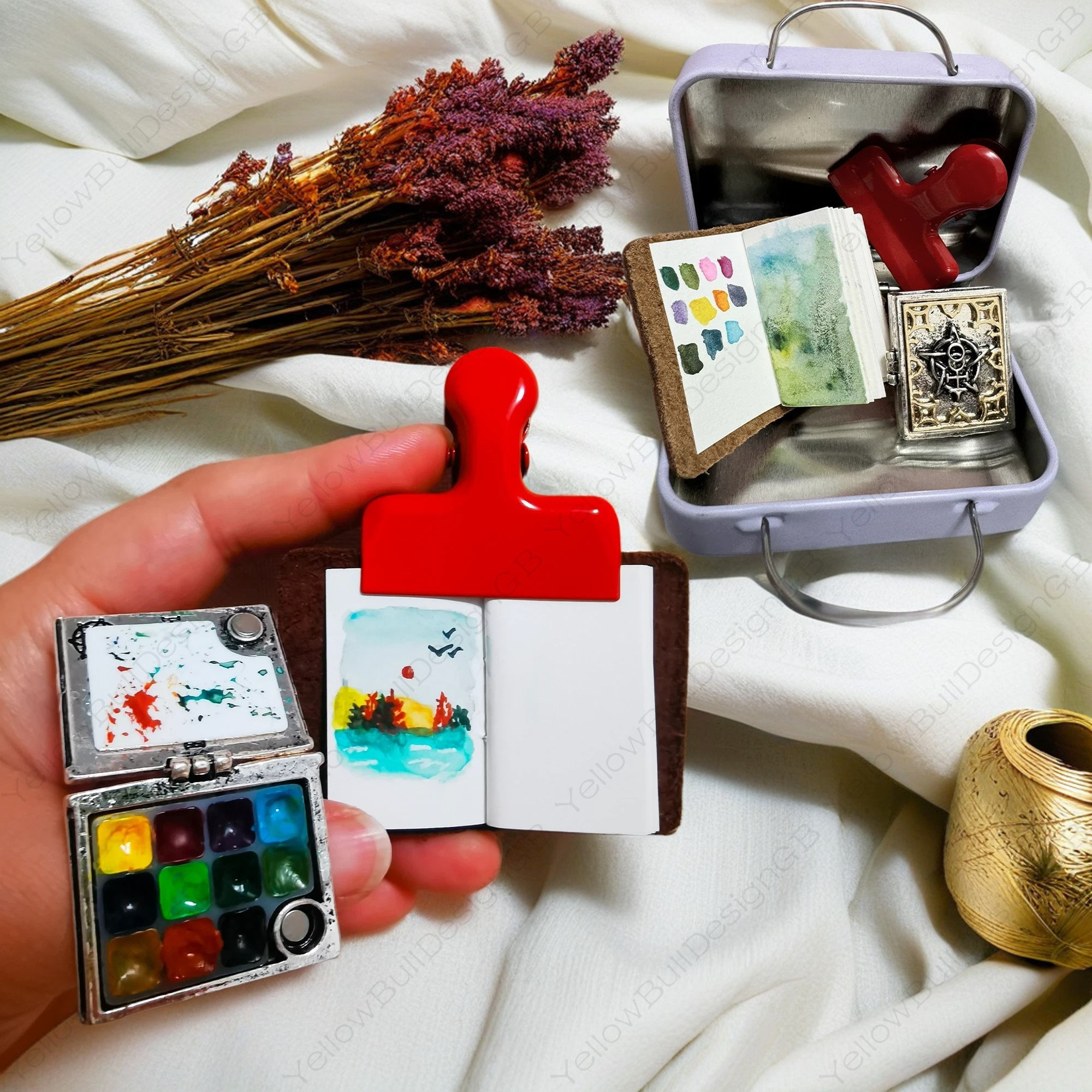 Mini palette de peinture d'artiste personnalisée, kit aquarelle de voyage, ensemble de peintures aquarelles, cadeau pour peintre, palette de peintres,