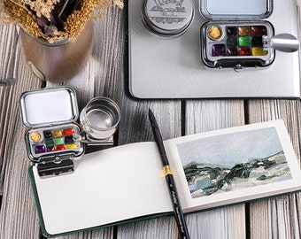 Personalized Mini Watercolor Box Set, Portable Watercolor Palette, Travel Watercolor Box, Watercolor Supplies, Painting Gifts