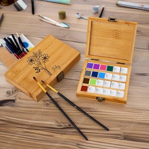 Customized Travel Watercolor Palette, Wooden Watercolor Palette, Portable Palette, Watercolor Supplies,  Painting Gift, 24 Holes, 36 Holes