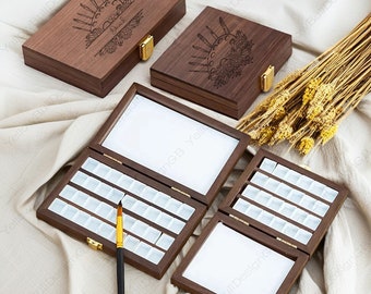 Customized Portable Watercolor Box, Personalized Wooden Watercolor Box, Watercolor Supplies, Gifts for Painters, 24 Grids and 36 Grids
