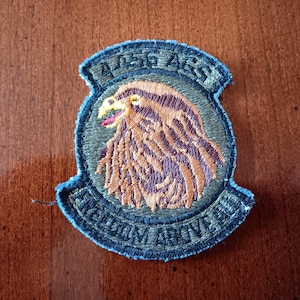 May include: A blue and green embroidered patch with a brown eagle head and the text "459 AGS FREEDOM AERO"