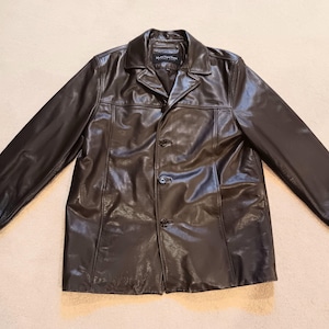 Vintage Marc New York Mens Brown Leather Jacket Size Large
