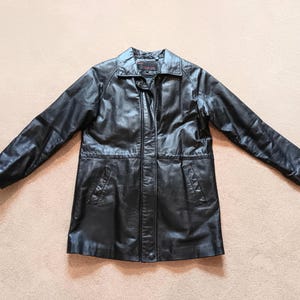 Vintage Phase 2 Women&#39;s Black Leather Coat Size Medium