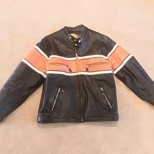 Vintage MAS Mens Leather Motorcycle Jacket Size 42
