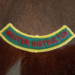 May include: A green and yellow patch with the words "MASTER INSTRUCTOR" in red lettering.