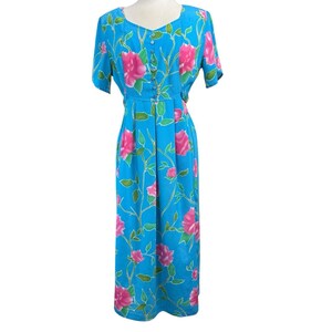 Vintage R and K Originals Floral Maxi Dress Size 12 Blue Pink