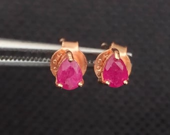 Natural Ruby Sterling Silver Ear Studs (2.91 Cts)
