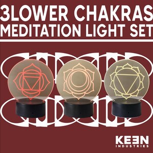 3Lower Chakras Meditation Light Set, LED Table Lamp