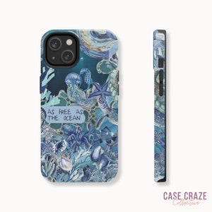 Coquette Coastal Seashell Collage Phone Case, Surfer Aesthetic Summer Scrapbook Case for iPhone 15, 14, 13, 12, 11, Pro, Max, Plus and More