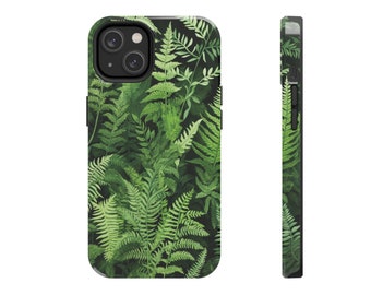 Fern Leaves Botanical iPhone Case, Green Nature Inspired Cover For iPhone 15, 14, 13, 12, 11, and More