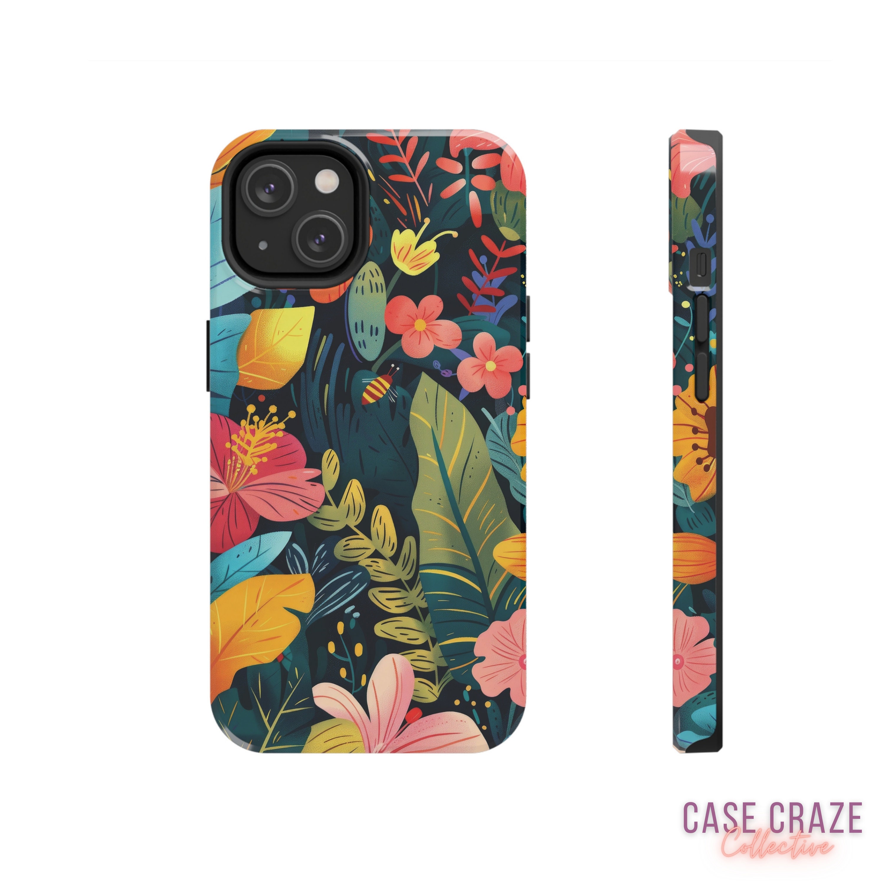 Vibrant Jungle Flora iPhone Case, Exotic Botanical Cover for iPhone 15, 14, 13, 12, 11, and Others