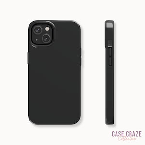 May include: A black phone case with a camera cutout. The case is made of a smooth, matte material.