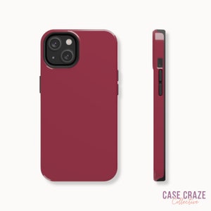 Dark Red Solid Color Phone Case, Magenta Limited-Edition Fall Minimalist Neutral Case for iPhone 15, 14, 13, 12, 11 Pro, Max, Plus and More