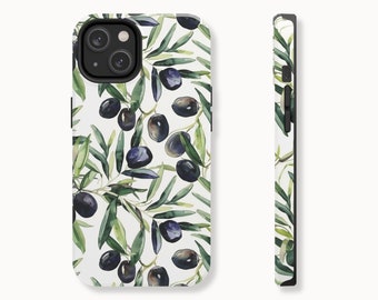 Olive Tree Nature Lover Phone Case, Mediterranean Olives Plant Parent Gift Case for iPhone 15, 14, 13, 12, 11, Pro, Max, Plus and More