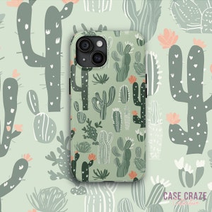 Green Desert Cactus Phone Case, Prickly Pear Boho Aesthetics, Summer Western Case for iPhone 15, 14, 13, 12, 11, Pro, Max, Plus and More image 4