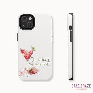 Cute Raspberry Martini Cocktail Phone Case, Girly Collage Dirty Martini Funny Case for iPhone 15, 14, 13, 12, 11, Pro, Max, Plus and More