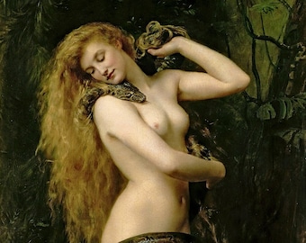 Lilith by John Collier, Lilith Digital Art, Dark Gothic Home Decor, Lilith Printable Art, Dark Fantasy Poster, Witches Art, Surreal Wall Art