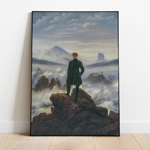 Wanderer above the Sea of Fog by Caspar David Friedrich, Romantic Landscape Art Instant Download, Classic Artwork Printable Art Download