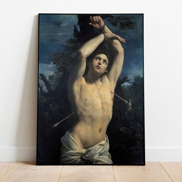 Saint Sebastian by Guido Reni, Saint Sebastian Art Download, Religious Digital Art, Baroque Masterpiece Artwork, Vintage Religious Decor