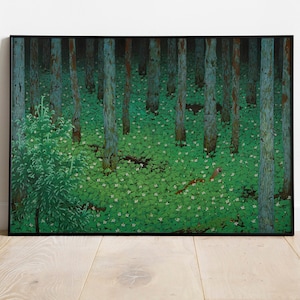 Mori Forest von Katayama Bokuyo, japanische digitale Kunst, japanische Natur, traditionelle japanische Kunst, asiatische druckbare Kunst, Naturszene Poster