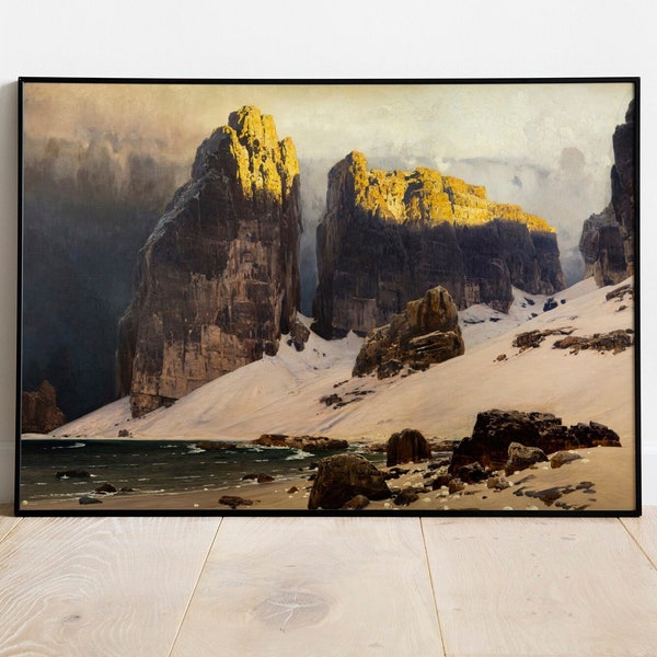 The Shore of Oblivion by Eugen Bracht, Landscape Art Digital Download, Water Landscape Printable Art, Mountains Wall Art, Instant Download
