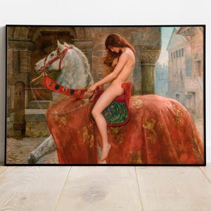 Lady Godiva by John Collier, Victorian Woman Printable Art Instant Download, Medieval Digital Poster, Mythological Woman Digital Art