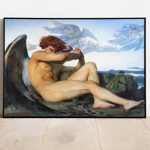 The Fallen Angel by Alexandre Cabanel, Fallen Angel Digital Art, Dark Gothic Home Decor, Angel Printable Art, Dark Fantasy Poster