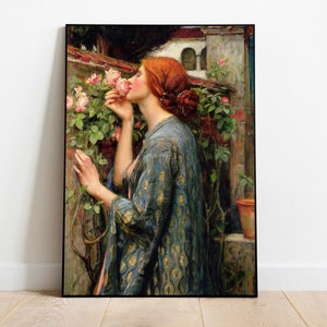 The Soul of the Rose by John William Waterhouse, Woman With Rose Art Digital Download, Elegant Woman Printable Art, Romantic Art Download