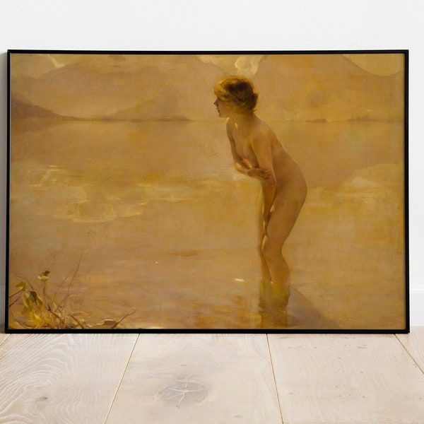 September Morn by Paul Chabas, Romantic Art Instant Download, Bathing Woman Digital Art, Antique Printable Art, Wall Art Decor