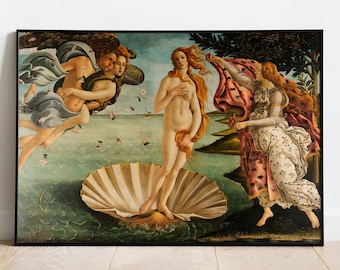 De geboorte van Venus door Sandro Botticelli, geboorte van Venus Art Download, Venus portret afdrukbare kunst, Renaissance artwork, vrouw portret kunst
