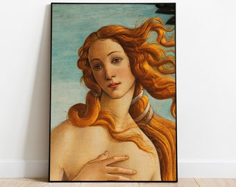 De geboorte van Venus door Sandro Botticelli, geboorte van Venus Art Download, Venus portret afdrukbare kunst, Renaissance artwork, vrouw portret kunst