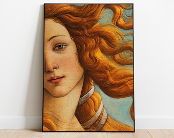 De geboorte van Venus door Sandro Botticelli, geboorte van Venus Art Download, Venus portret afdrukbare kunst, Renaissance artwork, vrouw portret kunst