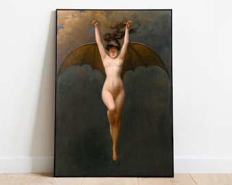 Die Fledermaus von Albert Joseph Penot, La Femme Chauve-Souris, Gothic Fantasy Digitale Kunst, Sofortiger Download Fledermaus Fantasy Kunst, dunkle Kunst