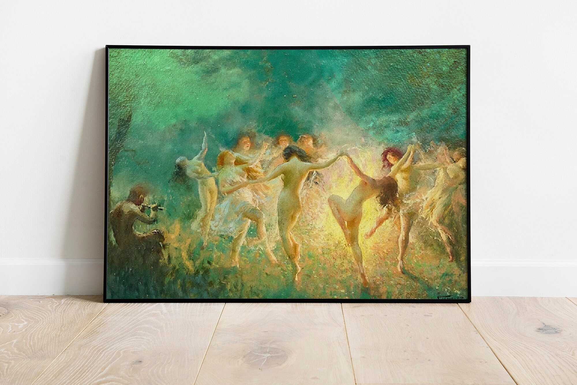 Dance of Hour, Fire Dance by Joseph Tomanek, Witchy Art Instant Download, Green Witches Digital Art, Forest Nymphs Printable Artwork