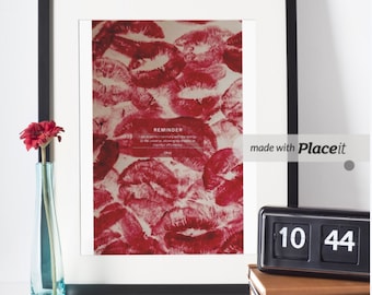 Trendy wall art, Red wall art, lipstick wall art, cute inspirational wall art, digital download art