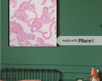 Pink cheetah wall art, pink wall art, trendy wall art, digital download, digital wall art