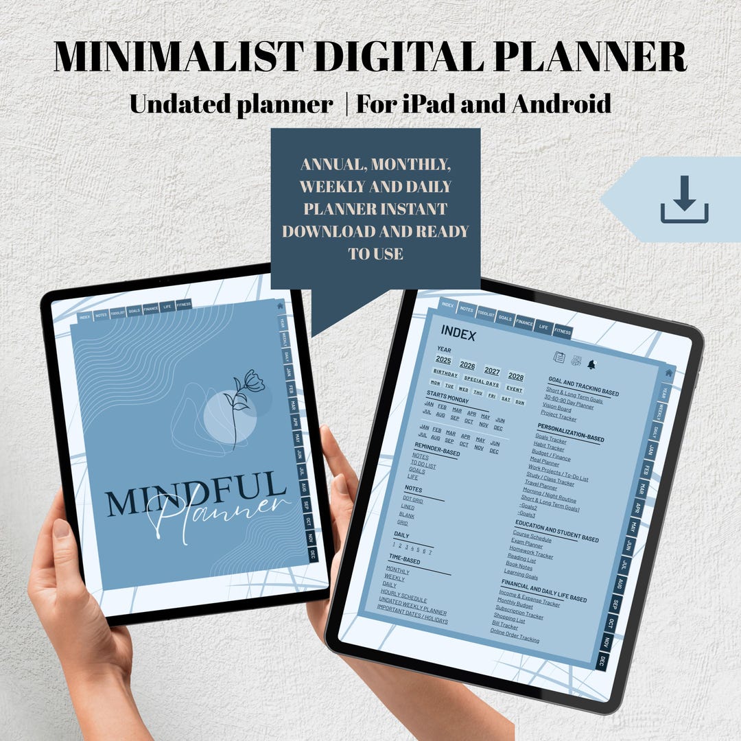 Undated Digital Planner | Goodnotes Journal Template (PDF) - Etsy