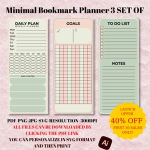 Minimalist Daily Planner 3 set, planejador de calendário semanal, lista de tarefas, início de segunda-feira, planejador de cores pastel, planejador de metas, notas, planejador diário