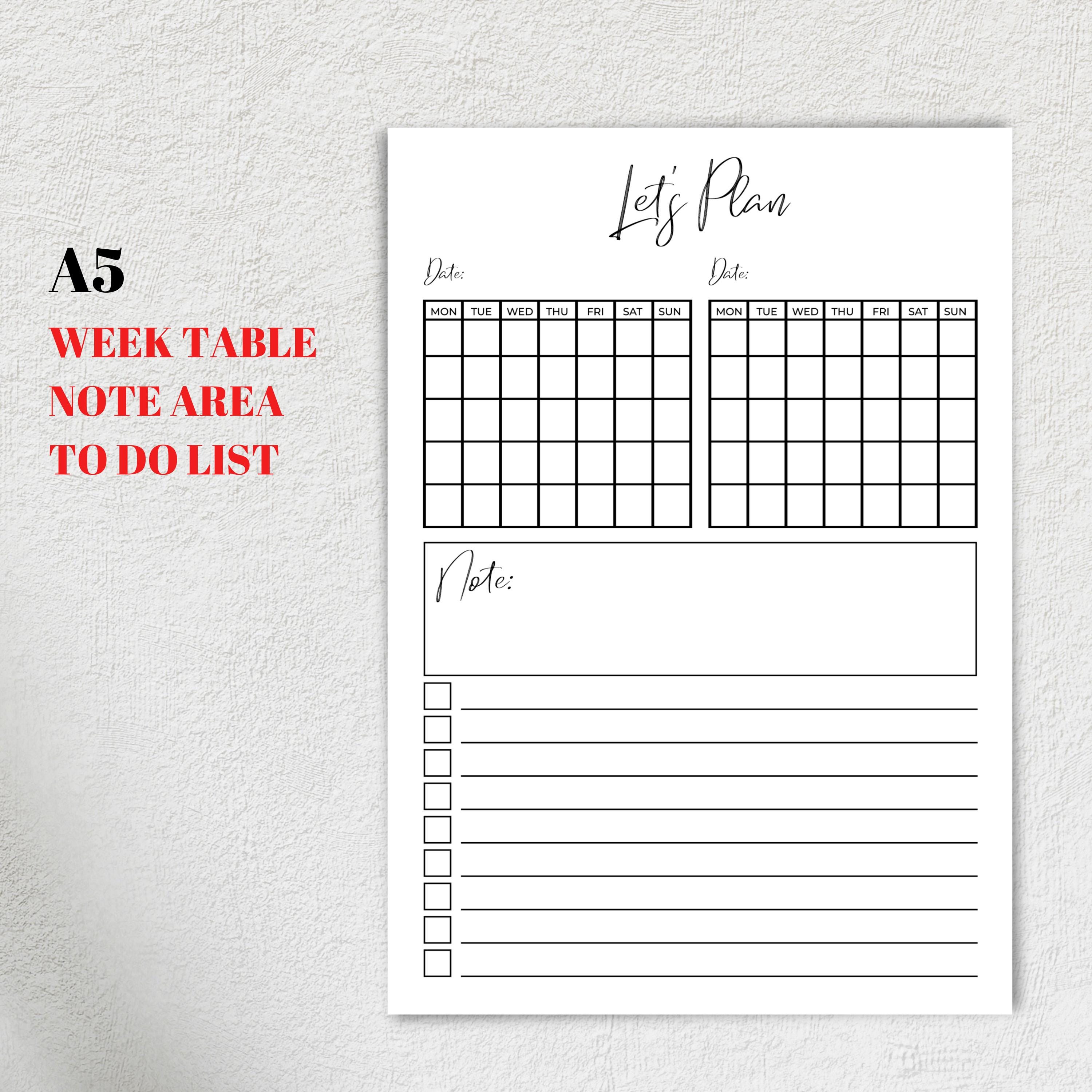 A5 Weekly Planner Inserts Printable | A5 Weekly Inserts Printable ...