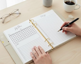 A5 Planner Printable, 4 Pages Digital Planner Insert, Minimal Weekly & Monthly Layout, To Do List, Notes, Elegant Clean Design PDf