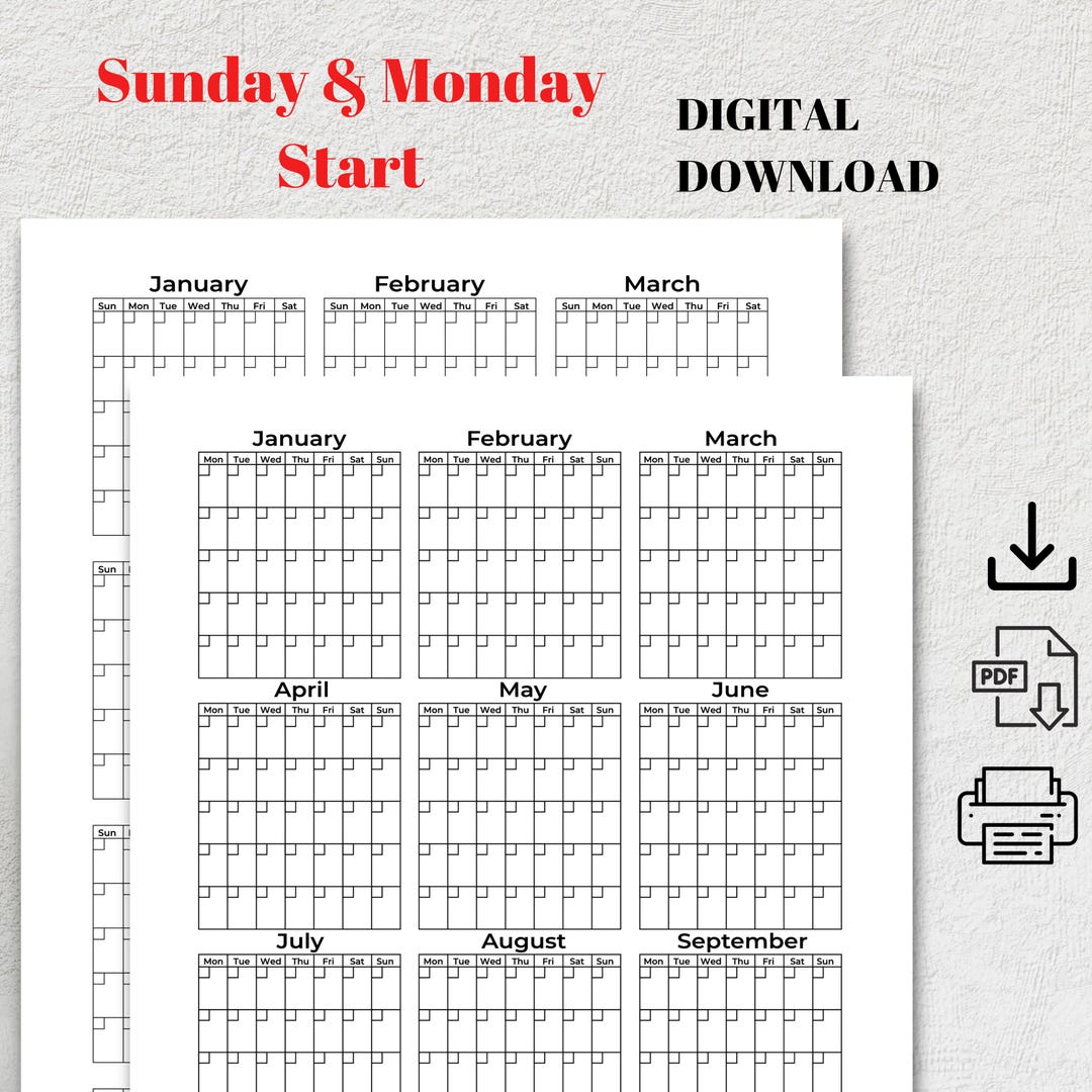2025 Monthly Calendar | Printable Template| A4 A3 A2 PDF | Monday ...